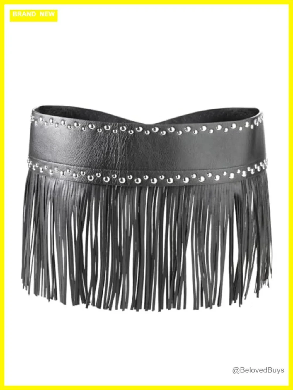 Faux Leather Fringe Tassel Belt Skirt